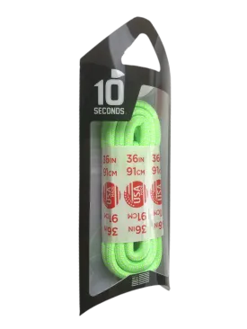 10 Seconds ® Athletic Jumbo Round Laces | Neon Green/White Herringbone