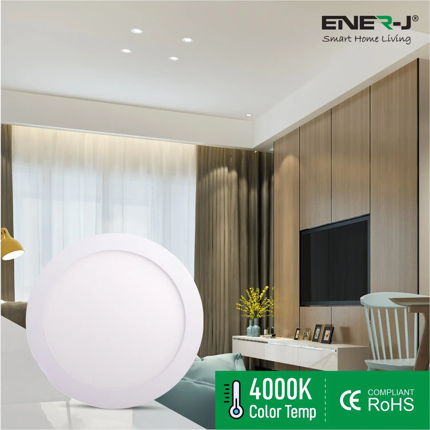 24W LED Round Recessed Ceiling Flat Panel Down Light Ultra Slim Lamp Cool White 4000K, 280mm Diameter, 30000 Hour Lifespan, Low Energy Consumption