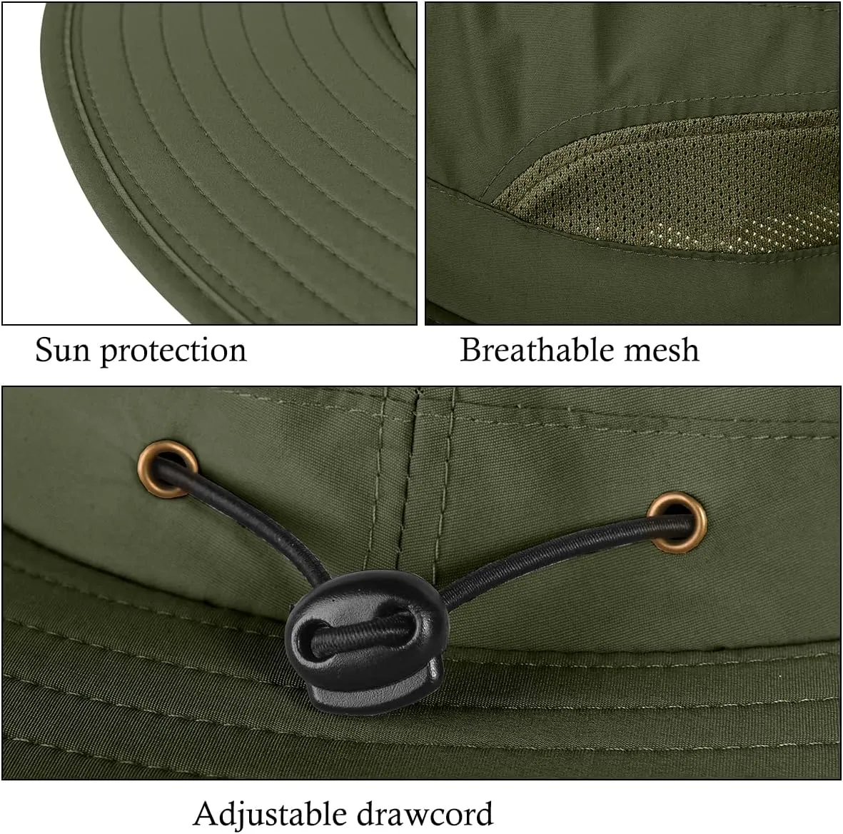 3 Pack Mens UPF 50  Wide Brim Sun Hat with Neck Flap for Fishing Hiking Garden