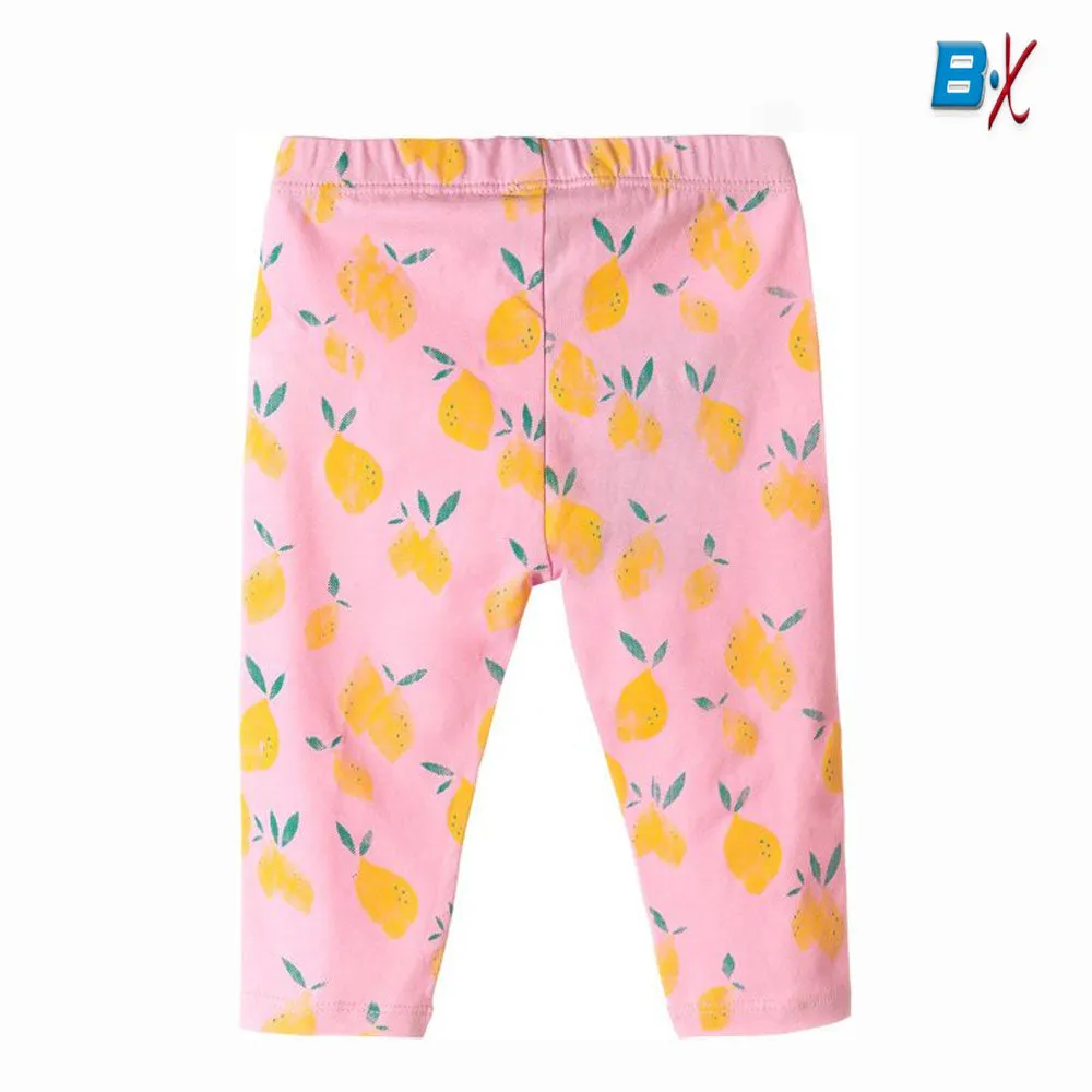 51015 Lemon Print Light Pink Capri Legging 4387