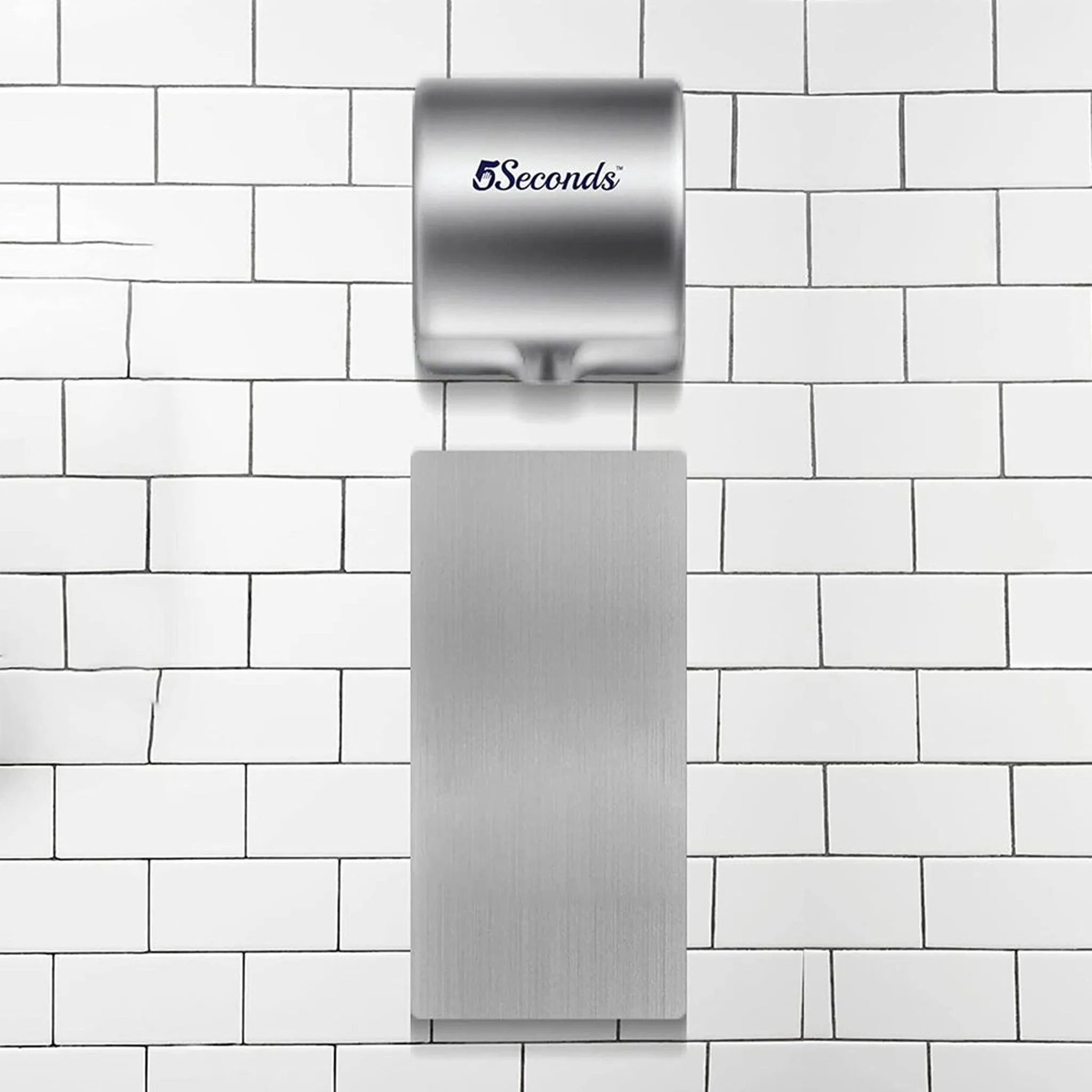 5Seconds 16" Grey Stainless Steel Hand Dryer Wall Damage Splash Guard for Protection