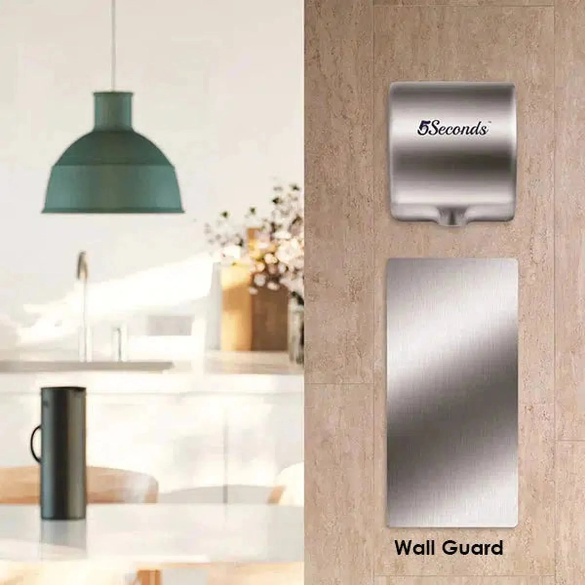 5Seconds 16" Grey Stainless Steel Hand Dryer Wall Damage Splash Guard for Protection