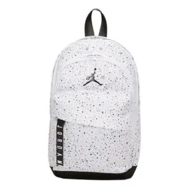 Air Jordan Athletic Zipper Opening Adjustable Strap Schoolbag Backpack Unisex White, white