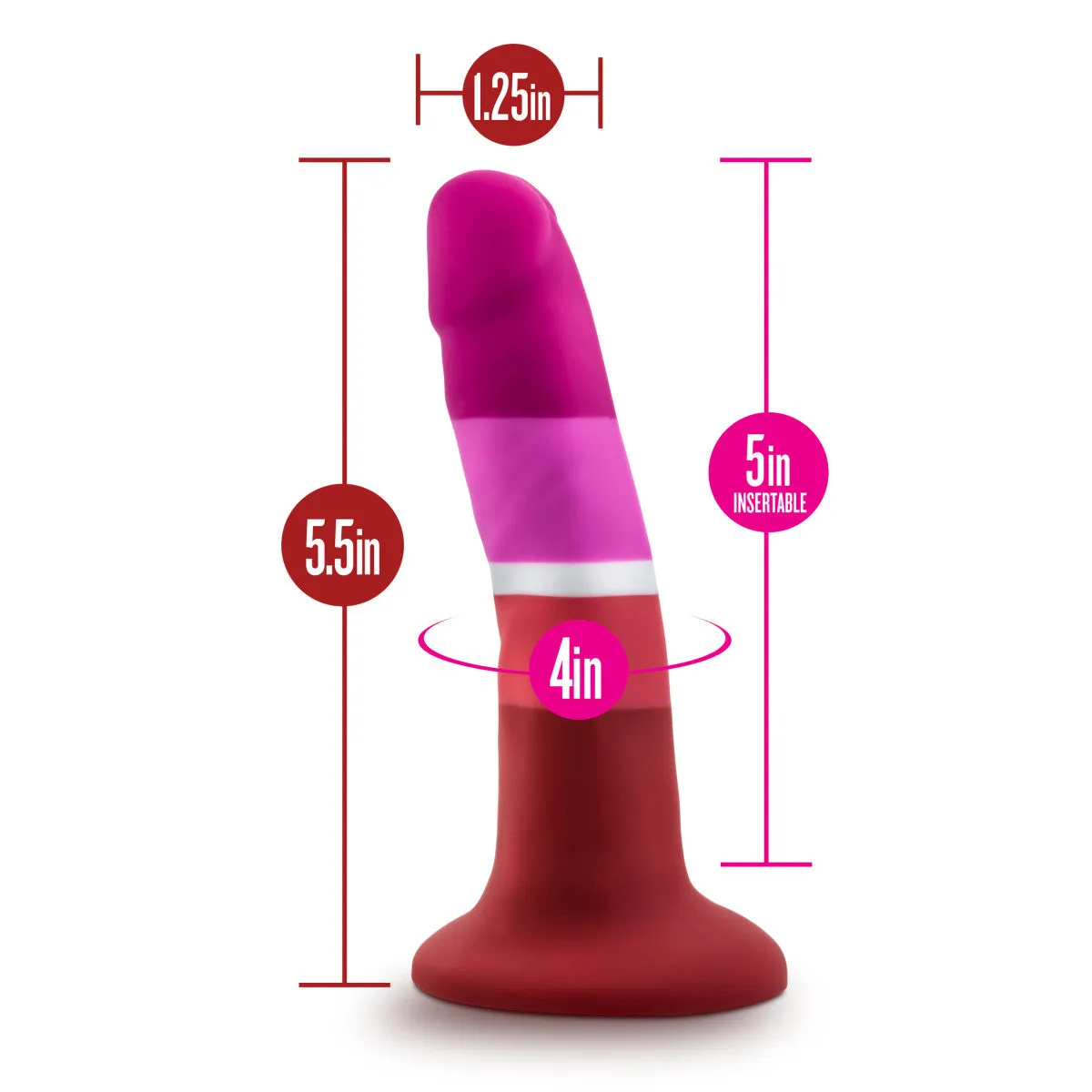 Avant By Blush® | Pride Beauty P3: Artisan 5 Inch Dildo with Suction Cup Base - Elegantly Made with Smooth Ultrasilk® Purio™ Silicone