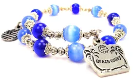 Beach Volleyball Cat's Eye Beaded Wrap Bracelet Beach Volleyball Cat's Eye Beaded Wrap Bracelet
