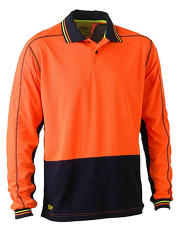 Bisley Two Tone Hi Vis Polyester Mesh Long Sleeve Polo Shirt (c)