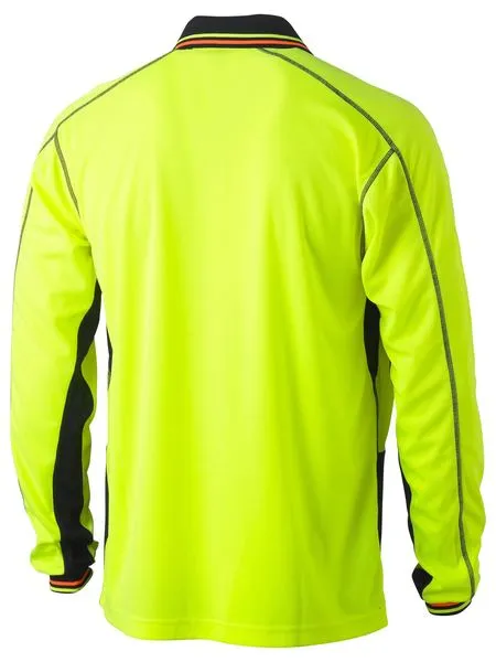Bisley Two Tone Hi Vis Polyester Mesh Long Sleeve Polo Shirt (c)