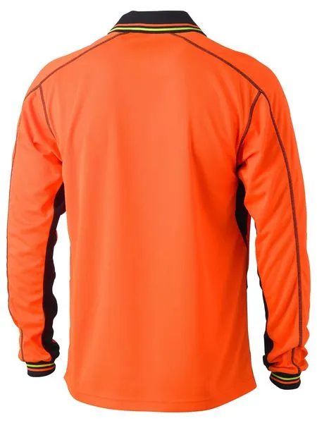 Bisley Two Tone Hi Vis Polyester Mesh Long Sleeve Polo Shirt (c)