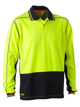 Bisley Two Tone Hi Vis Polyester Mesh Long Sleeve Polo Shirt (c)