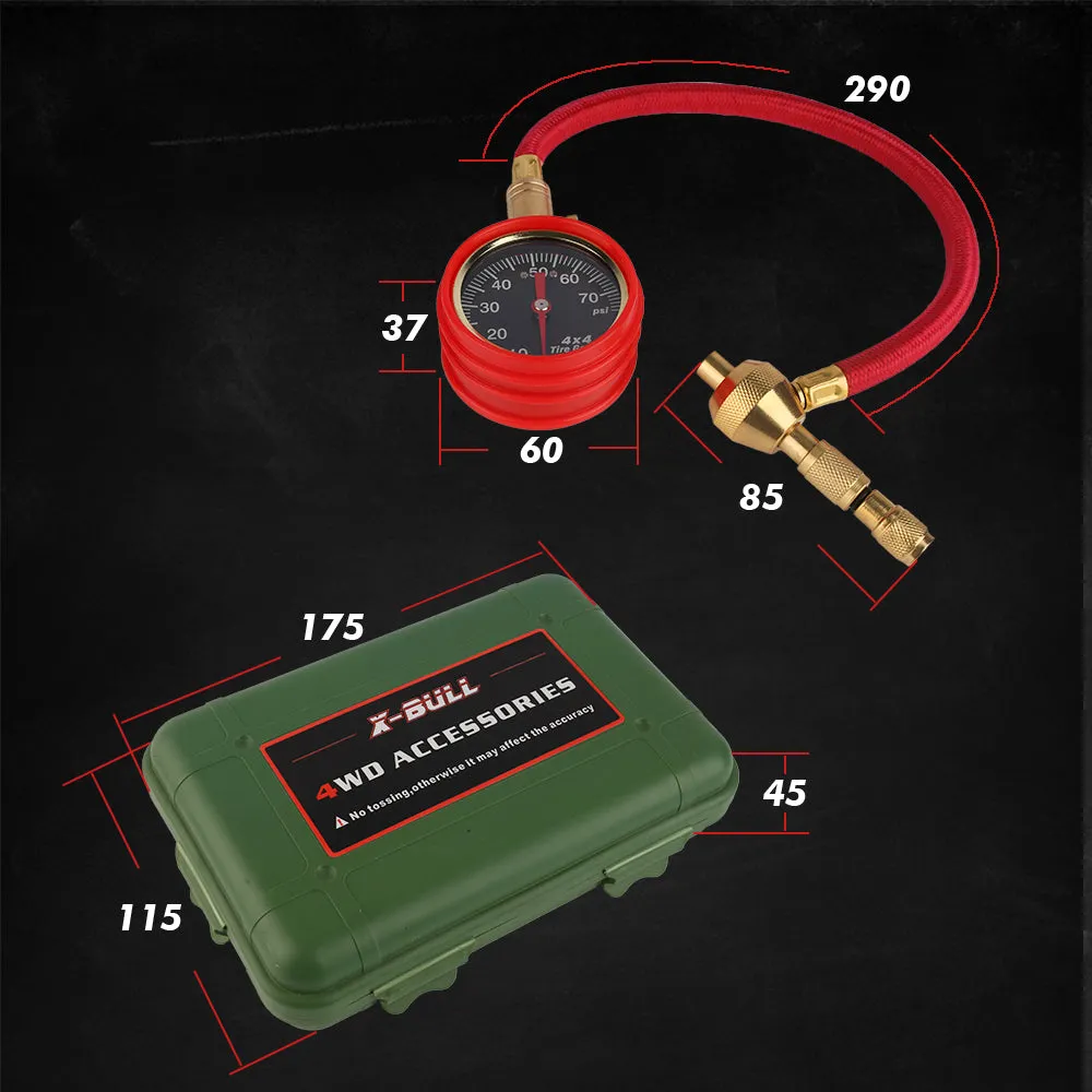 Brass Tyre Deflators 0-70psi 4WD 4 Pcs X-BULL
