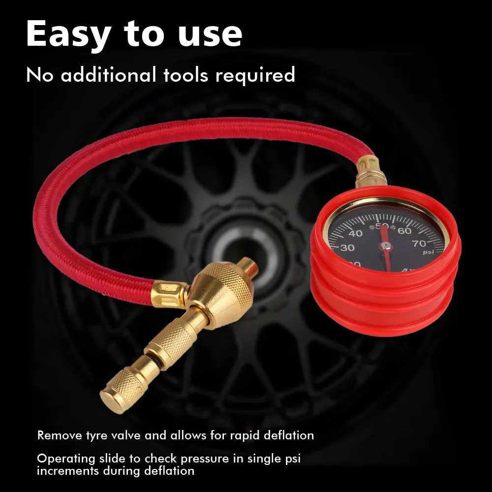Brass Tyre Deflators 0-70psi 4WD 4 Pcs X-BULL