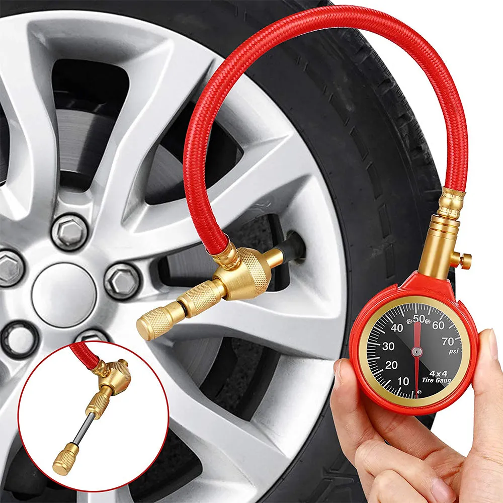 Brass Tyre Deflators 0-70psi 4WD 4 Pcs X-BULL