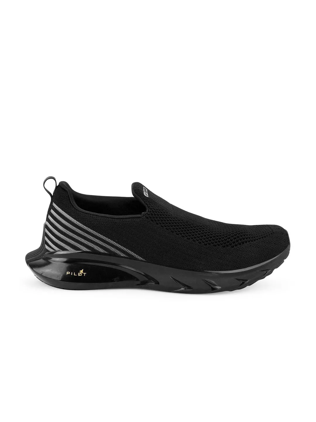 Campus Men Black Mesh Road Running Shoes