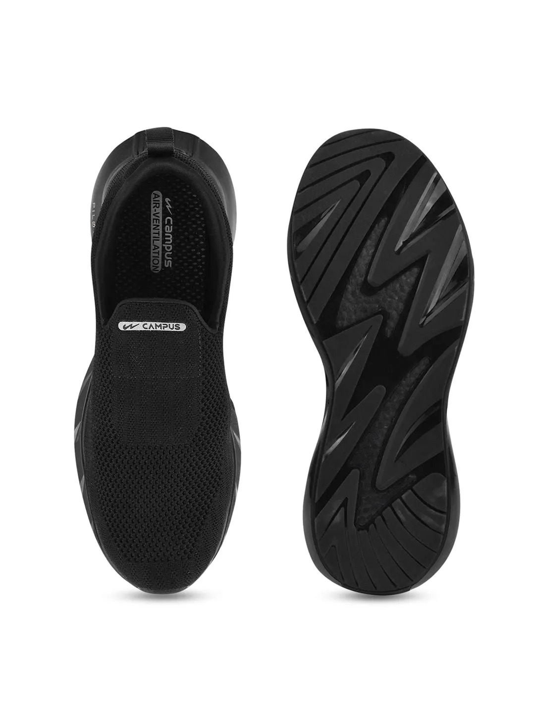 Campus Men Black Mesh Road Running Shoes
