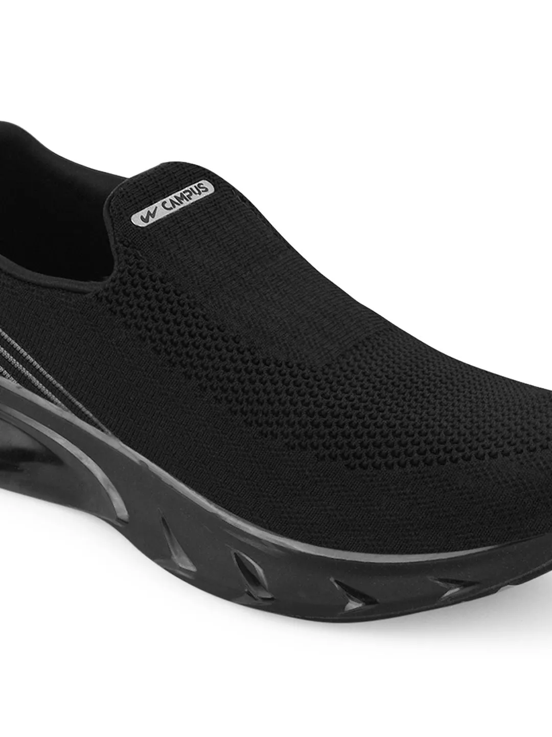 Campus Men Black Mesh Road Running Shoes