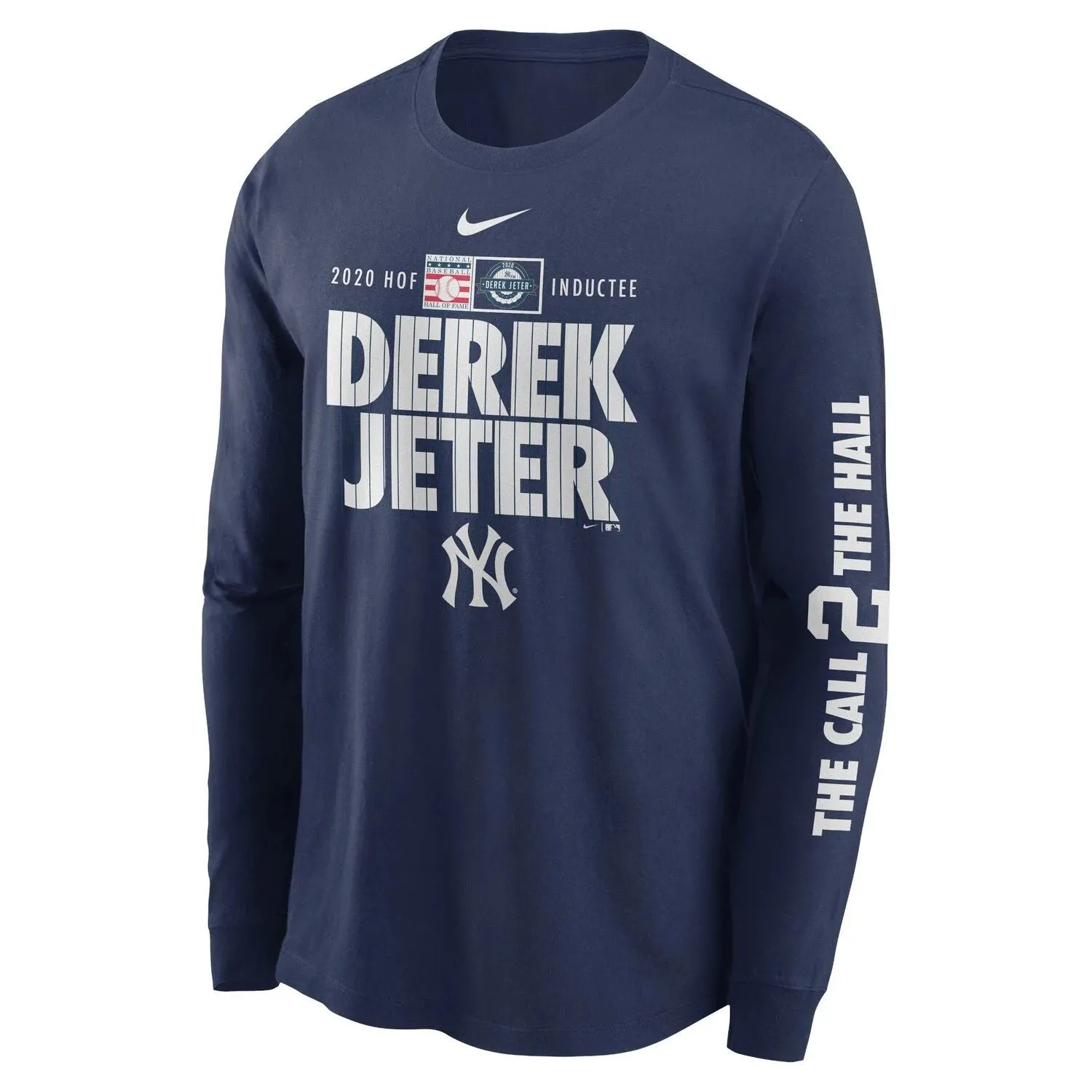 Derek Jeter New York Yankees MLB 2020 Men's Navy Long Sleeve T-Shirt Hall of Fame inductee The Call 2 The Hall Nike
