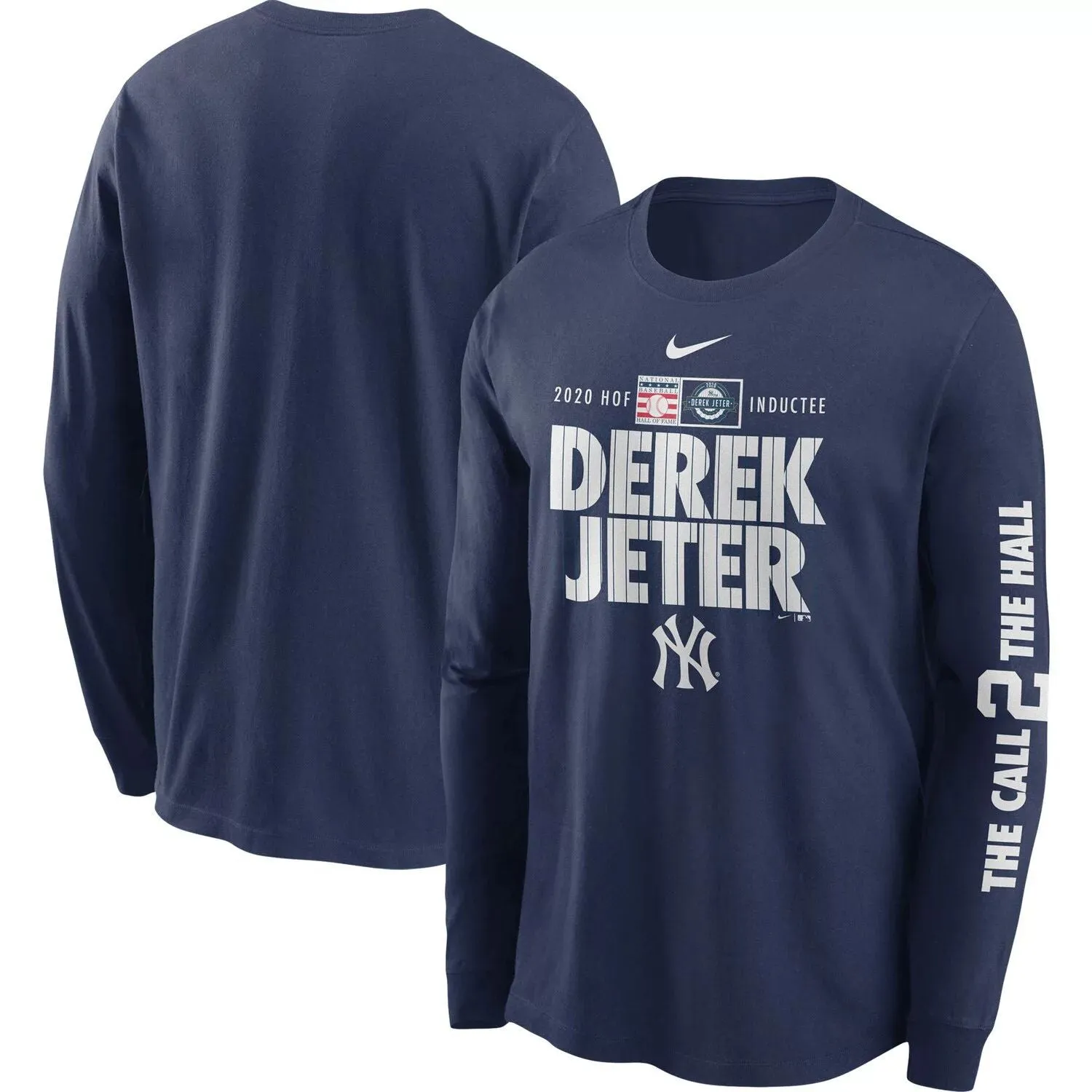 Derek Jeter New York Yankees MLB 2020 Men's Navy Long Sleeve T-Shirt Hall of Fame inductee The Call 2 The Hall Nike