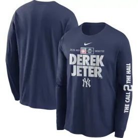 Derek Jeter New York Yankees MLB 2020 Men's Navy Long Sleeve T-Shirt Hall of Fame inductee The Call 2 The Hall Nike