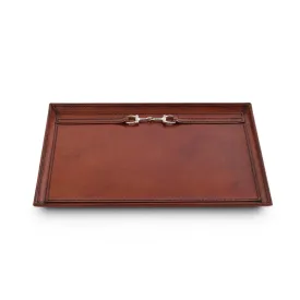Equestrian Leather Catch-All Tray with Snaffle Bit