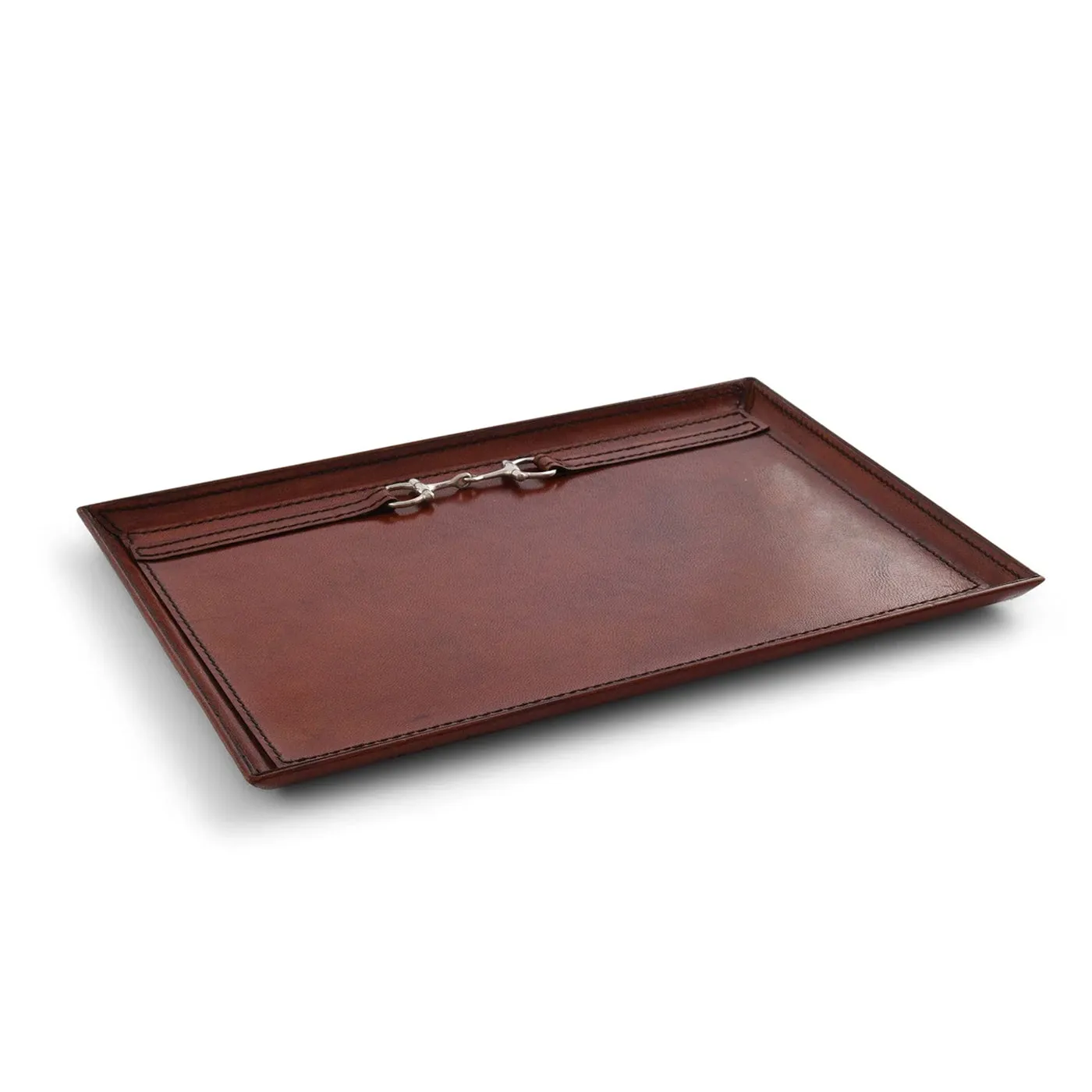 Equestrian Leather Catch-All Tray with Snaffle Bit