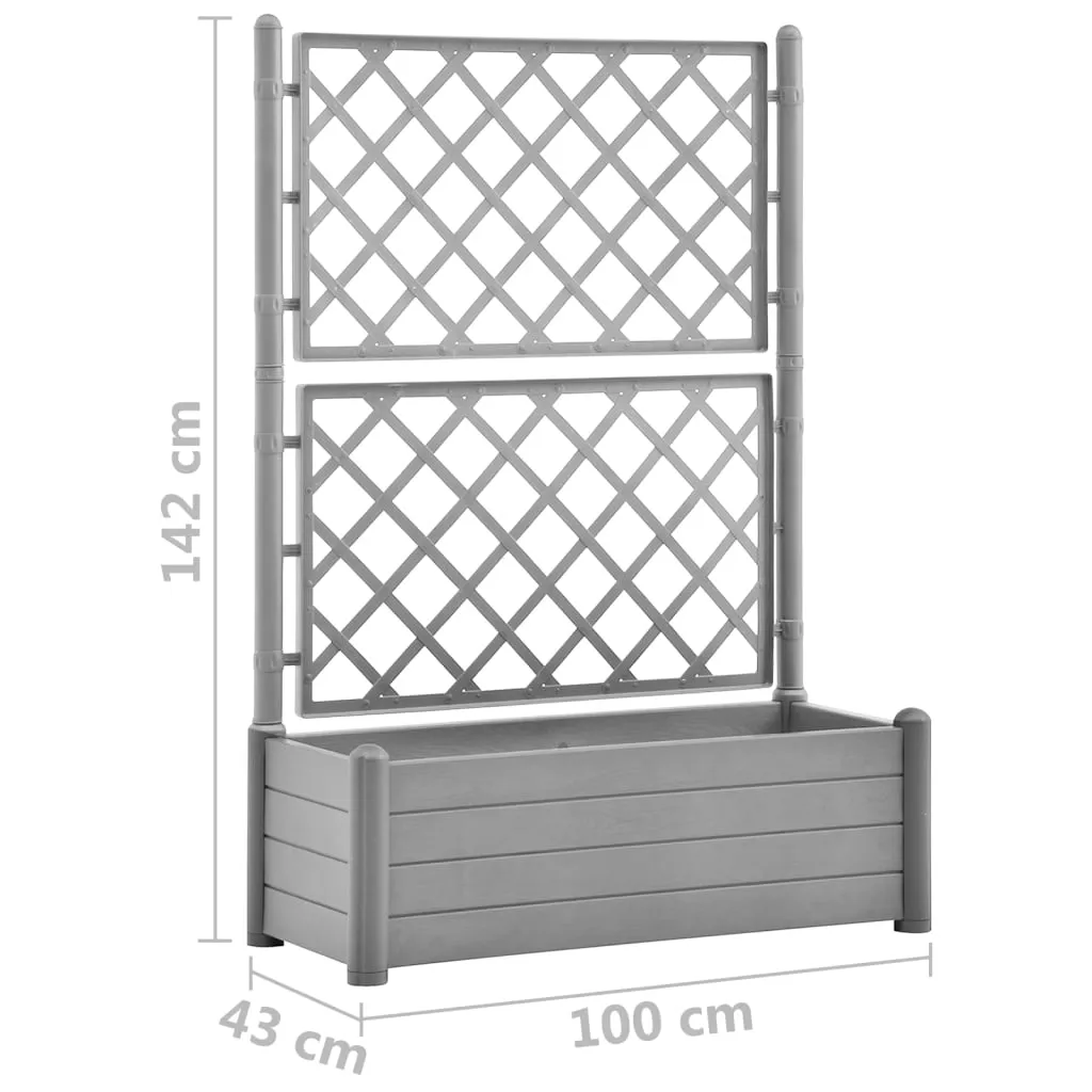Garden Planter with Trellis 100x43x142 cm PP Stone Grey