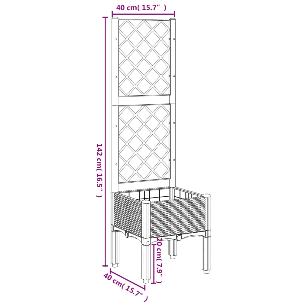 Garden Planter with Trellis Black 40x40x142 cm PP