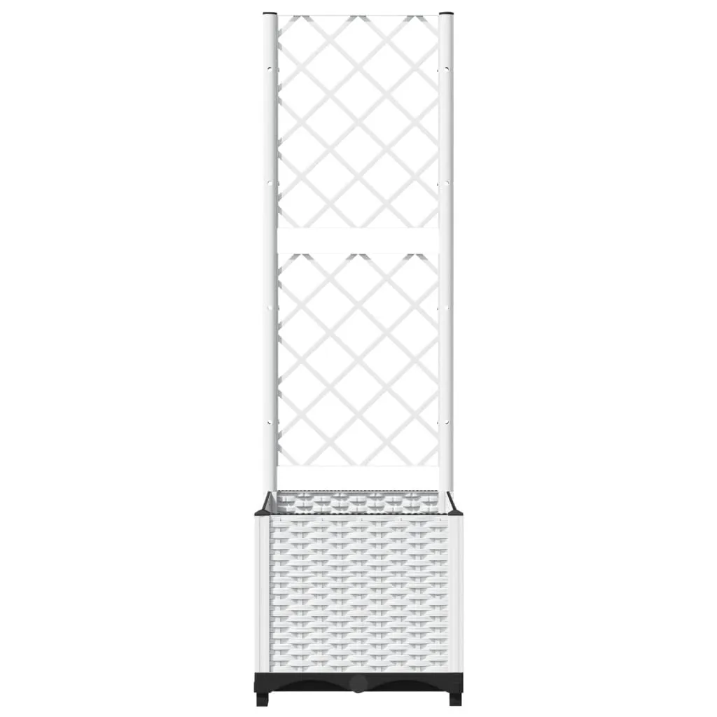 Garden Planter with Trellis White 40x40x136 cm PP