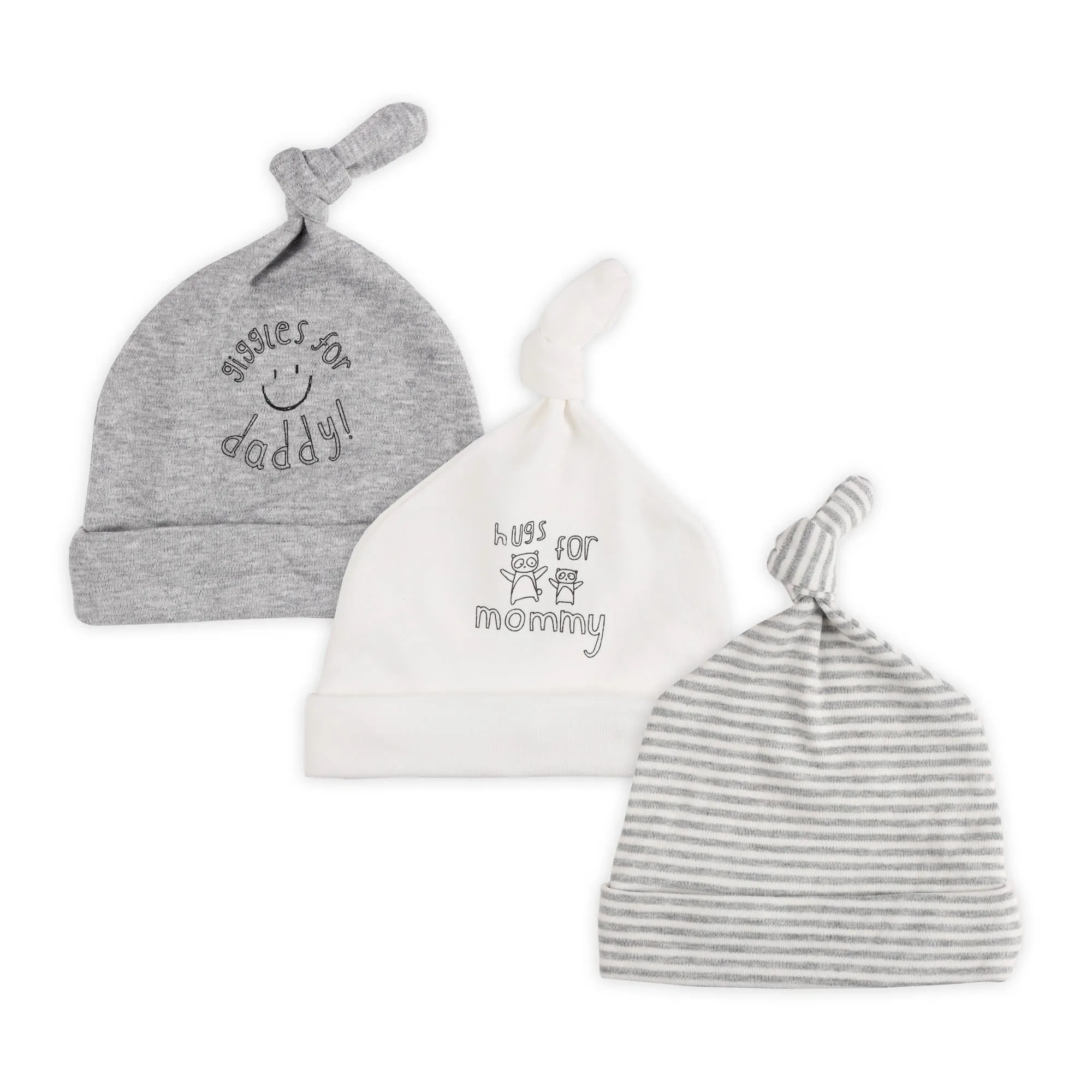Kicks & Crawl- Hugs and Giggles Knotted Caps - Pack of 3