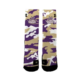 Lake Stevens Volleyball Purple And Gold Camo Socks