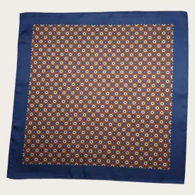 Navy Blue Brown Dot Stylish and Elegant Silk Pocket Square
