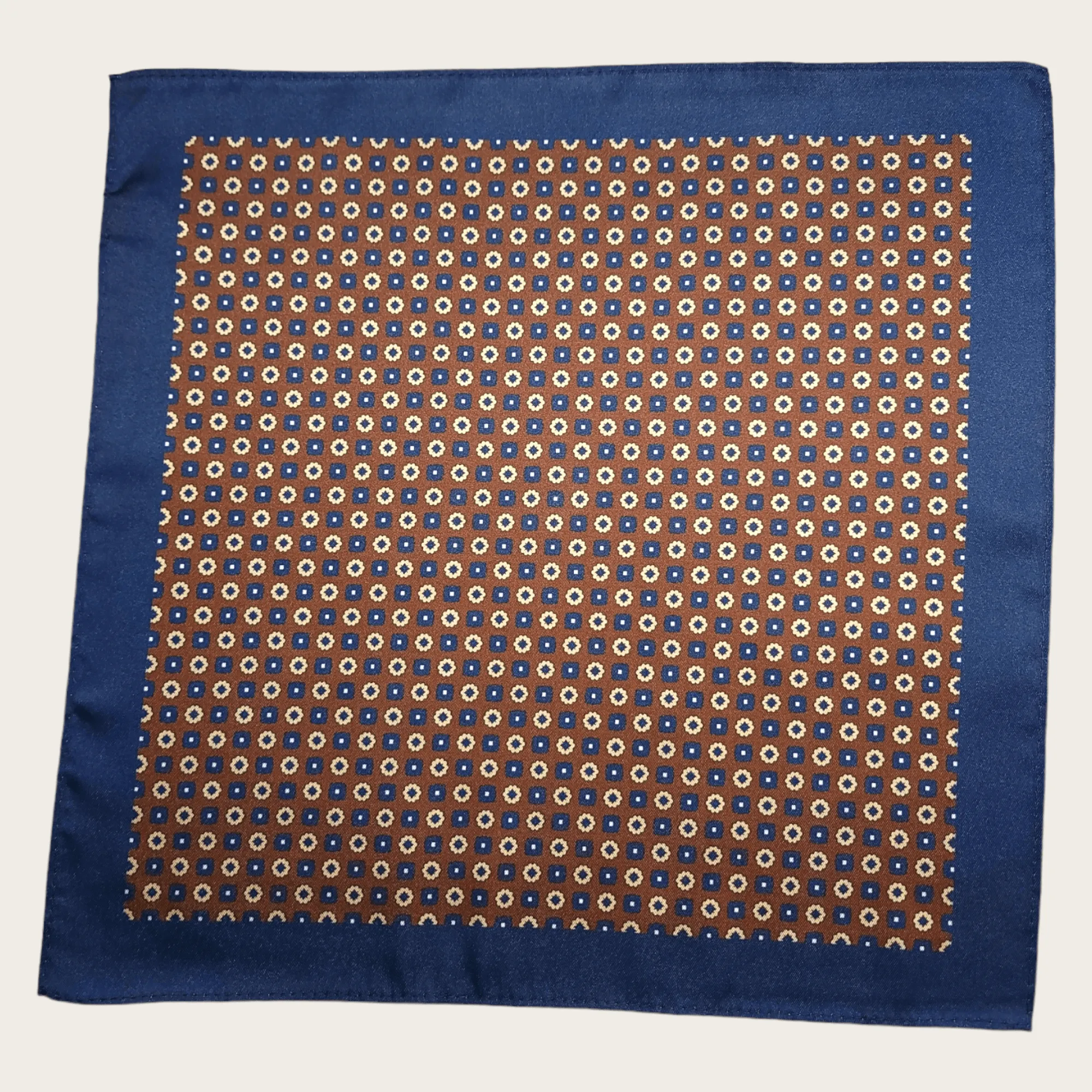 Navy Blue Brown Dot Stylish and Elegant Silk Pocket Square
