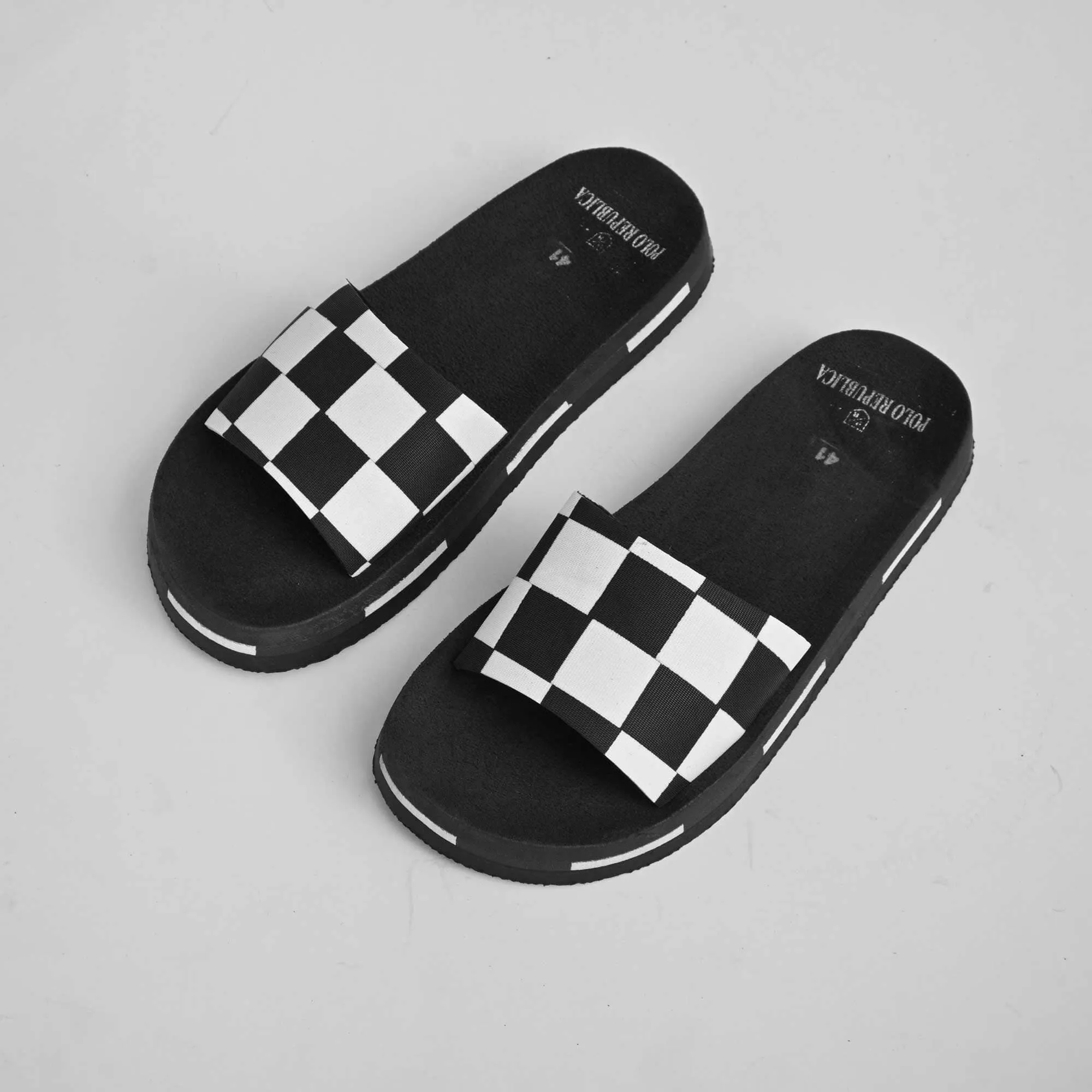Polo Republica Men's Check Design Soft Slides