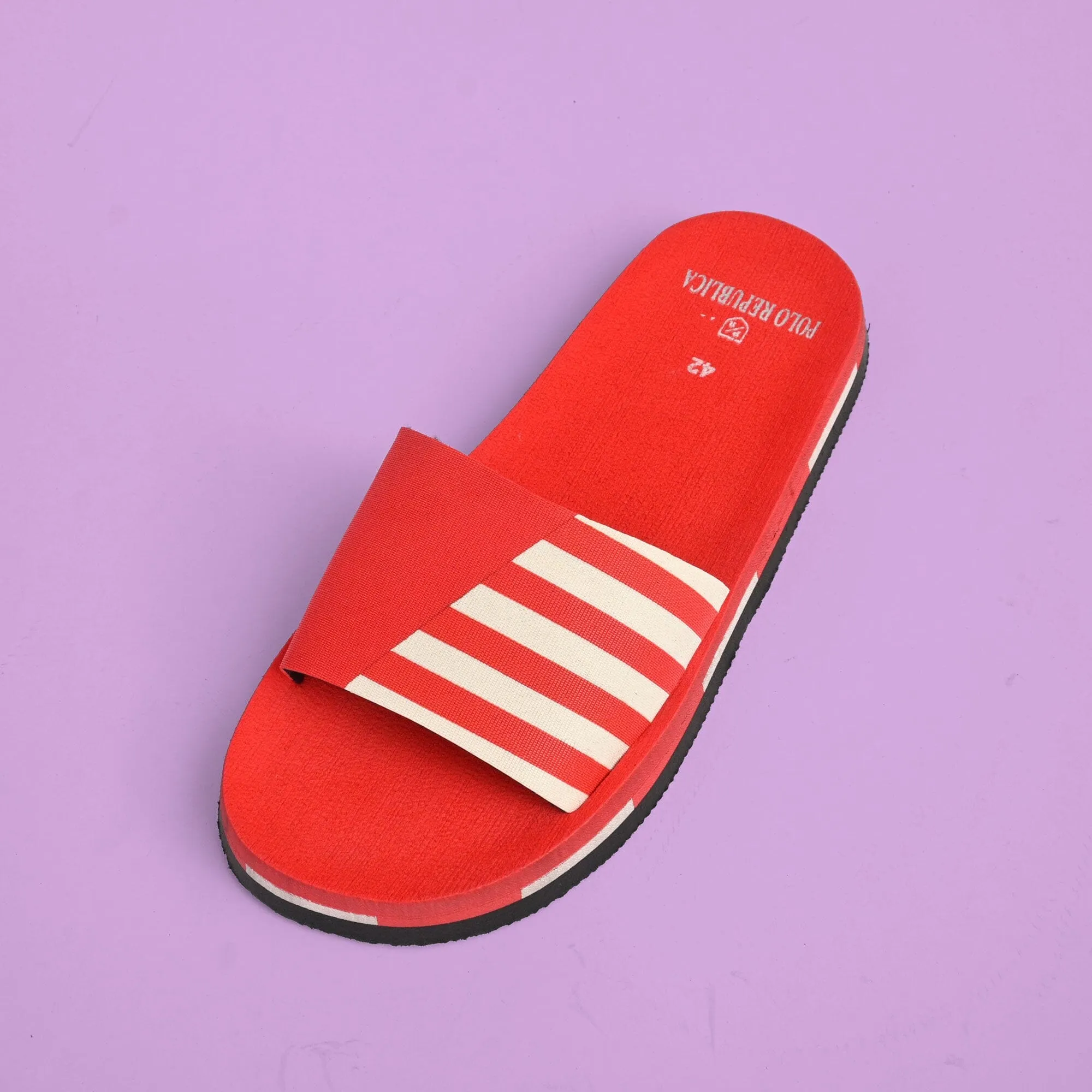 Polo Republica Men's Striped Design Soft Slides