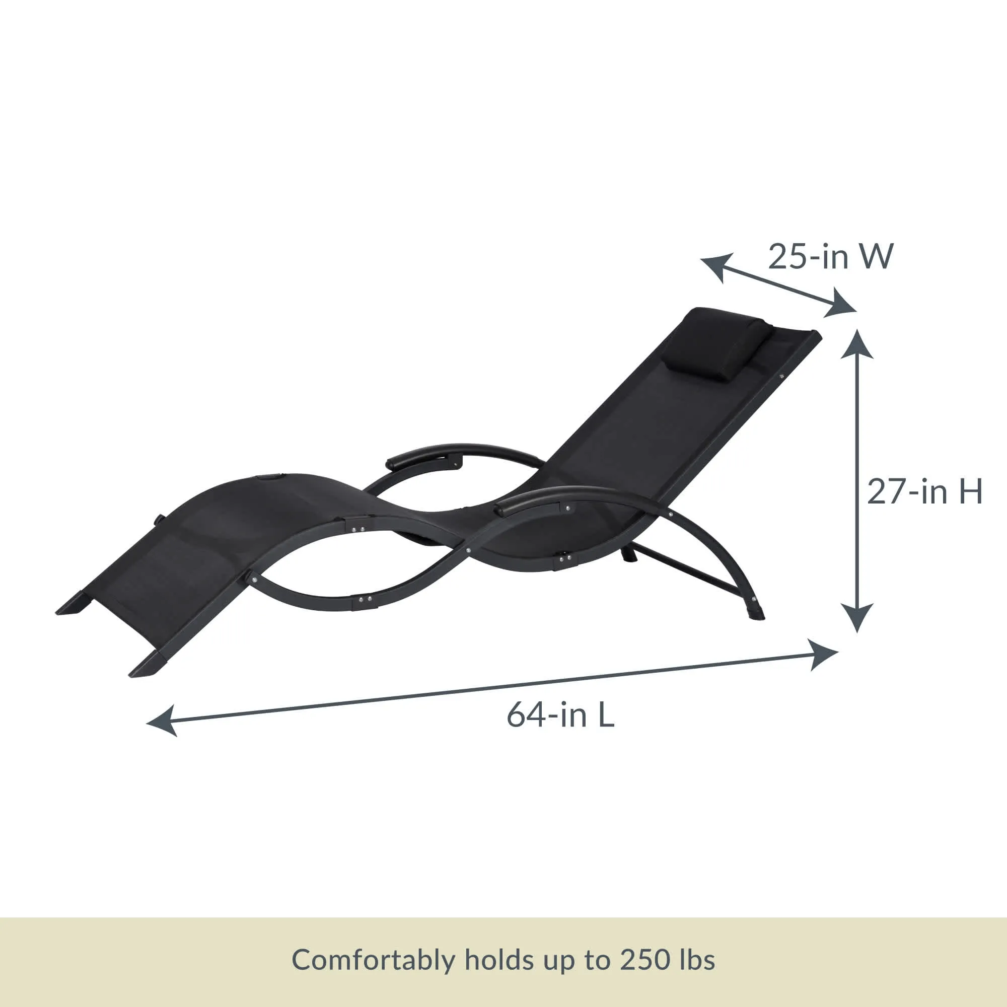 Sea Breeze Ultra Comfortable Foldaway Cool Mesh Lounger - Black