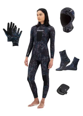 Spearo 7 Seas Womens 3.5mm Steamer, Diving Gloves, Diving Socks, Diving Hood & Camera Mount - Combo