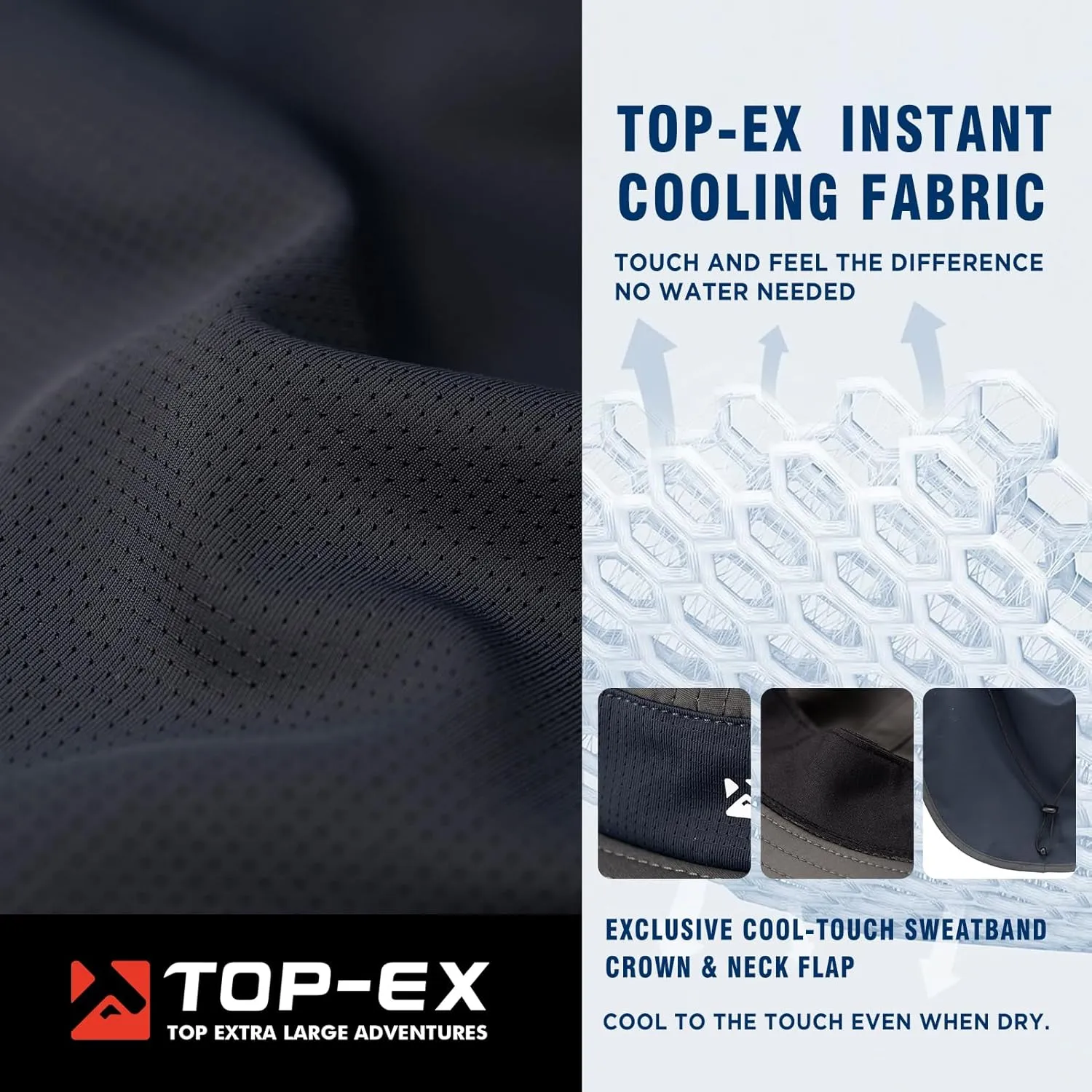 TOP-EX Cooling Sun Hat with Neck Flap ?C UPF 50  Wide Brim Breathable Hat for Hiking, Fishing & Big Heads