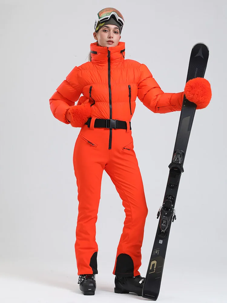 Women's Alpine Luxe DownTop Fleece-Lined Winter Glam Ski Jumpsuit
